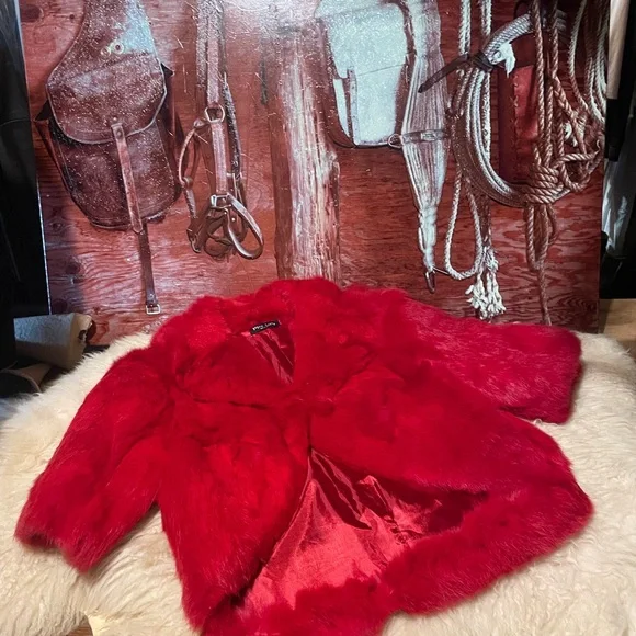 Red Rabbit Fur Jacket - Picture 4 of 10